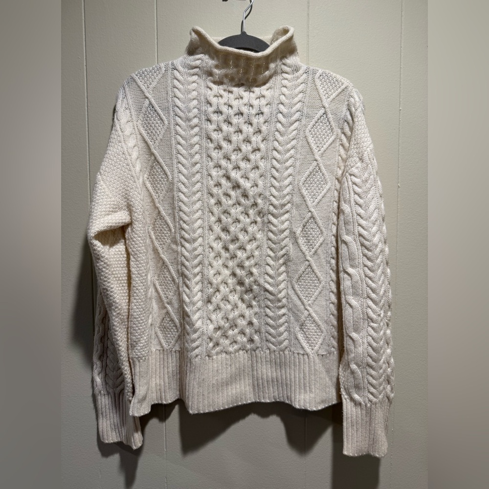KULE Cream Cable Knit Crewneck Sweater
